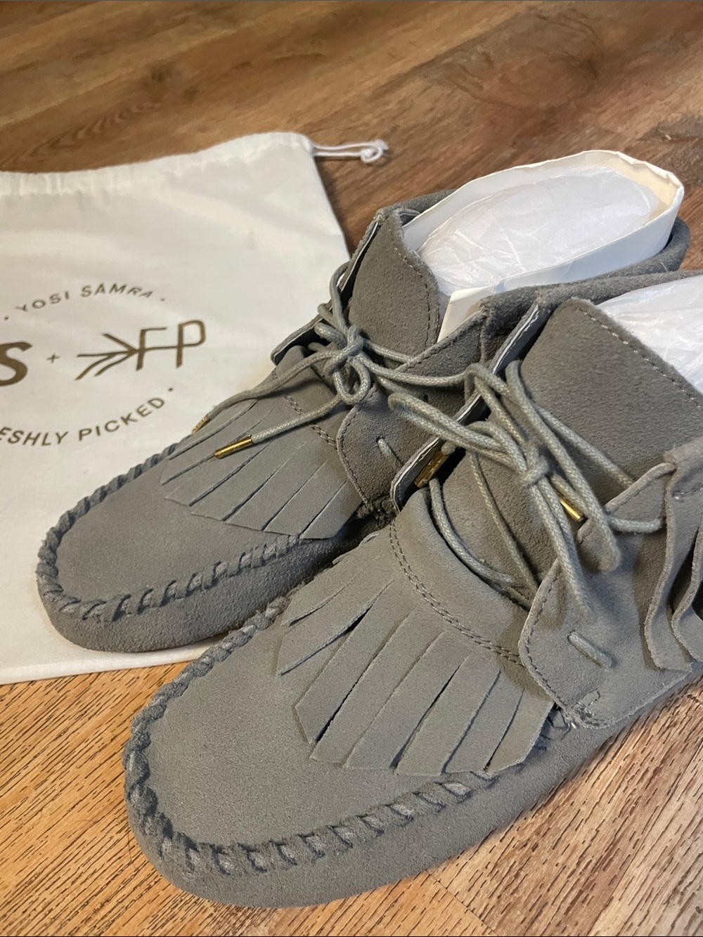 Yosi Samra Gray Suede Fringe Chukka Boots - Picture 12 of 13